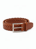 Braided Calfskin Leather Belt - Chestnut