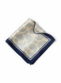 Hand-Rolled Silk Pocket Square - Cream & Navy